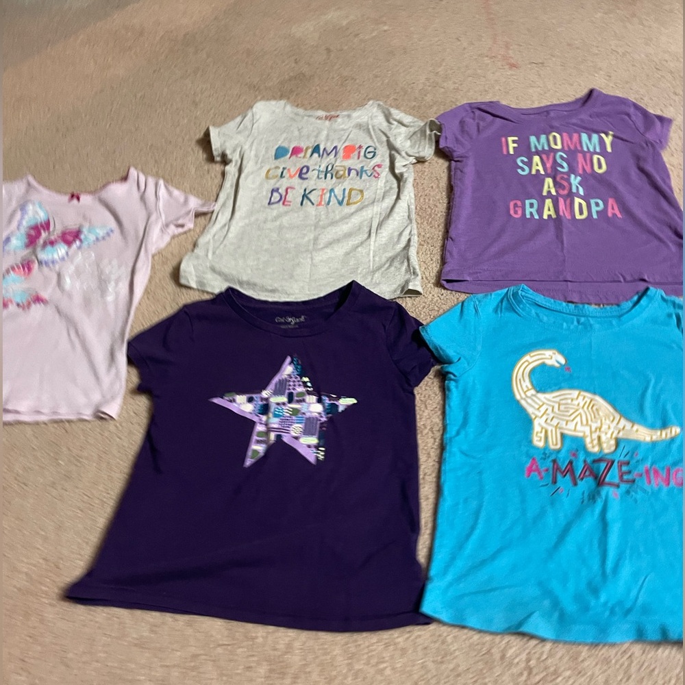 Five set Colorful Graphic T-Shirts for Kids（4t—5t)